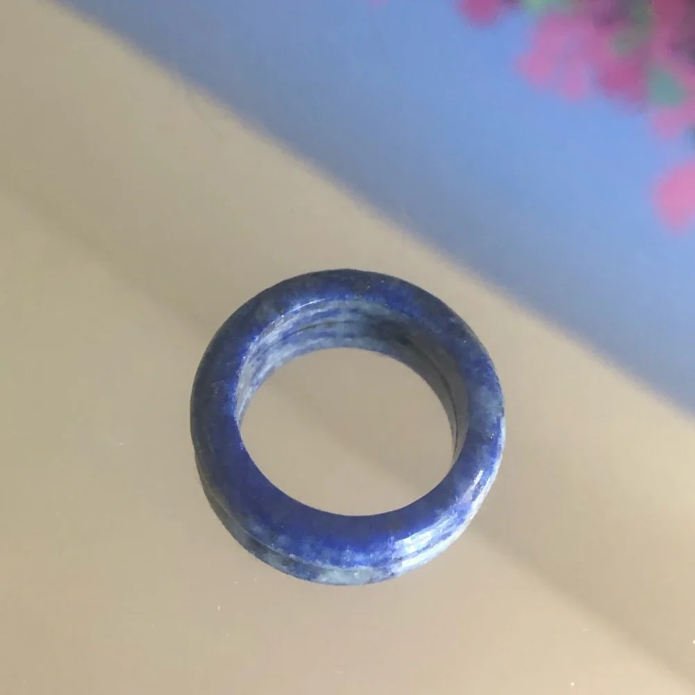 Handcrafted genuine sodalite stone band ring 9.5